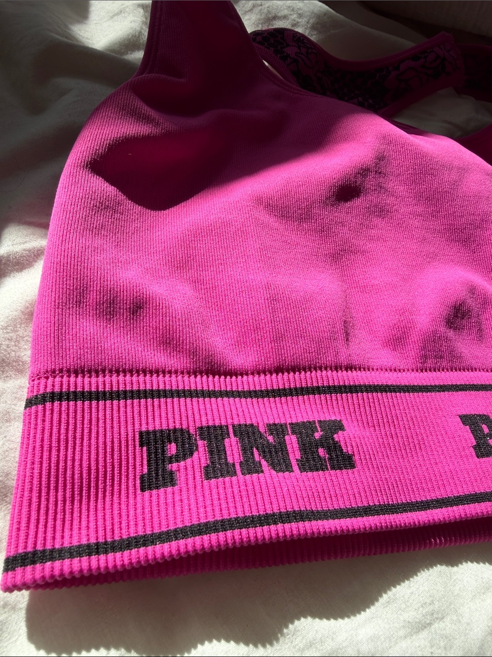 PINK Seamless Reversible Floral Sports Bra - Hot Pink